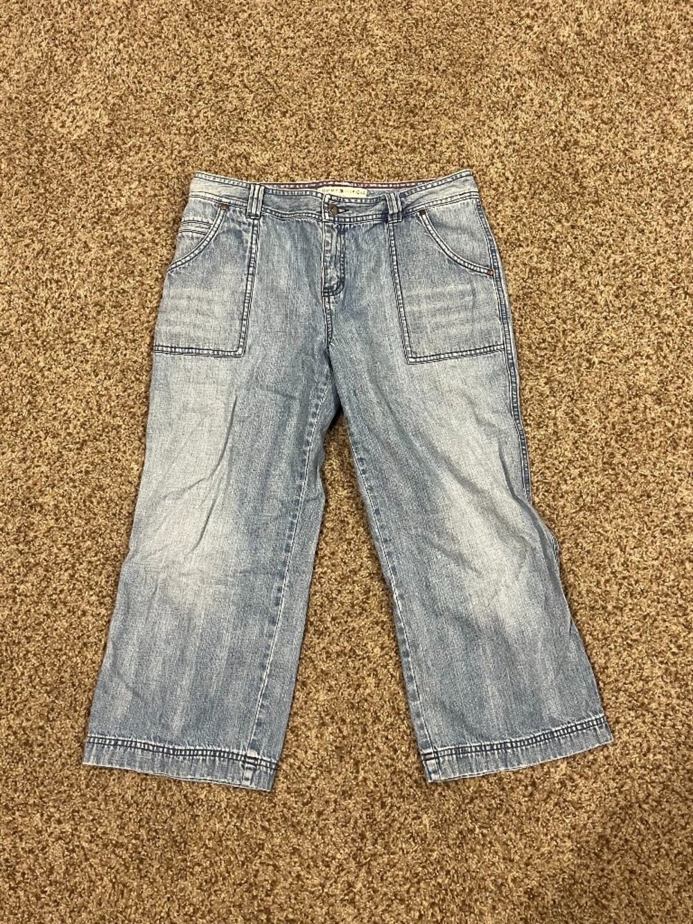 Tommy Hilfiger Petite 10P Light Wash Wide Leg Carpenter Jeans Y2K